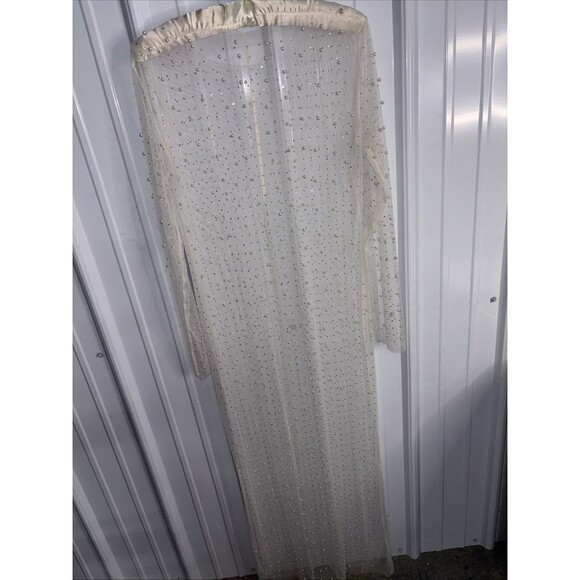Sheer Pearl and Crystal Dress Small/Medium Long No Tags - Picture 3 of 4